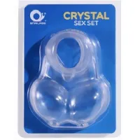 ANEL PENIANO PARA PÊNIS E ESCROTO, CRYSTAL SEX SET TRANSPARENTE.                                               LIBYSEXSHOP