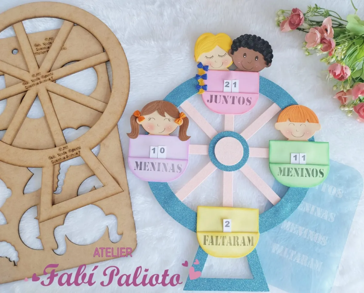 G1.521  Gabarito de Moldes em MDF Roda Gigante Quantos Somos - Coleção Brincadeira de Criança Imagem