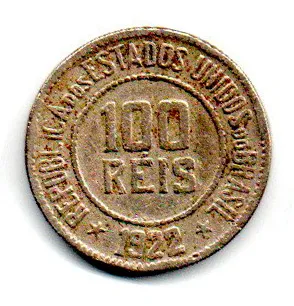 1922 - 100 Réis - Moeda Brasil Imagem