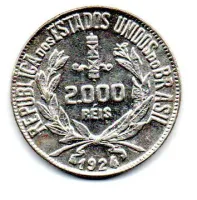 1924 - 2000 Réis - Mocinha - Prata .500 - Aprox 8g - 26mm - Moeda Brasil