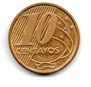 2013 - 10 Centavos - Moeda Brasil - Estado de Conservação: MBC Imagem
