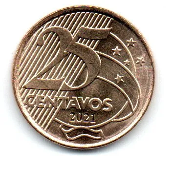 2021 - 25 Centavos - Moeda Brasil - Estado de Conservação: SOB/FC