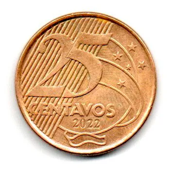 2022 - 25 Centavos - Moeda Brasil - Estado de Conservação: MBC