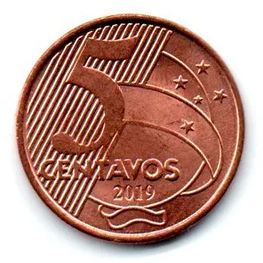 2019 - 5 Centavos - Moeda Brasil - Estado de Conservação: Soberba (Sob)