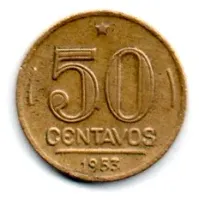 1953 - 50 Centavos - Moeda Brasil - Estado de Conservação: Muito Bem Conservada (MBC)