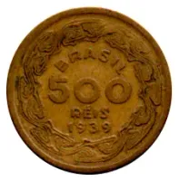 1939 - 500 Réis - Machado de Assis - Moeda Brasil - Estado de Conservação: Muito Bem Conservada (MBC)