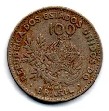 1901 - 100 Réis - MCMI - Moeda Brasil - Estado de Conservação: Bem Conservada (BC)