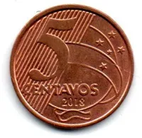 2018 - 5 Centavos - Moeda Brasil - Estado de Conservação: Soberba (Sob)
