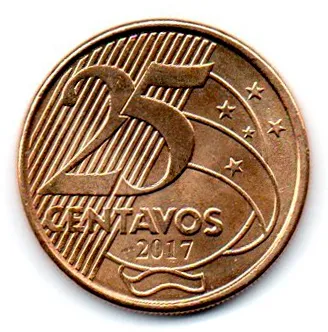 2017 - 25 Centavos - Moeda Brasil - Estado de Conservação: Soberba (Sob)