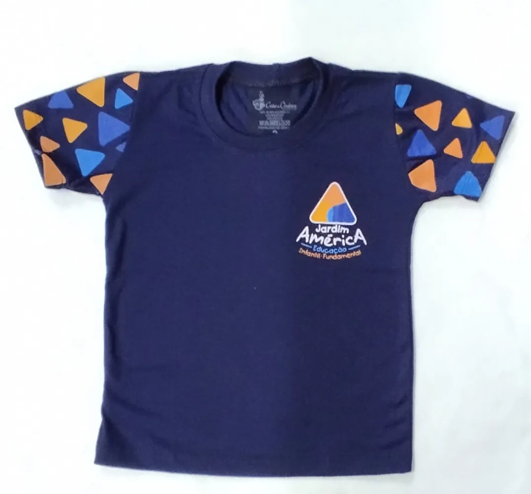 CAMISETA AZUL COM DETALHES - JARDIM AMERICA