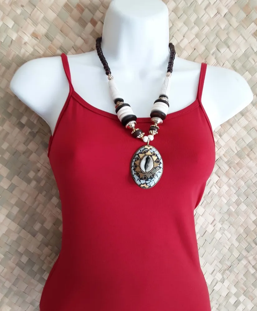  Conjunto Colar/Brincos/Pingente  Búzios - Branco