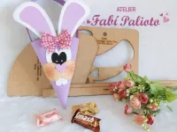 G1.529  Gabarito de Moldes  em MDF  Embalagem Coelho Cone