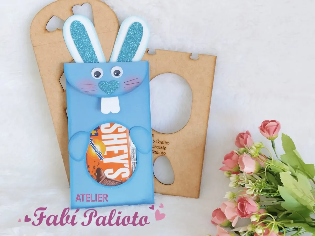 G1.531  Gabarito de Moldes  em MDF  Saquinho Coelho Barra de Chocolate Imagem