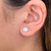 Brinco  prata 925 pedra branca 7 mm - BF239 - Foto 2