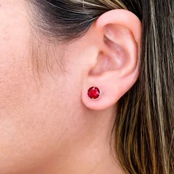 Brinco prata 925 com pedra vermelha 7 mm  -  BF559 - Foto 2