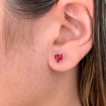 Brinco prata 925 coração vermelho - BF561 - Foto 2