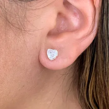 Brinco prata 925 coração branca - BF561 - Foto 2