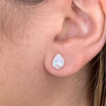 Brinco de prata ponto de luz gota branco - BF562 - Foto 2