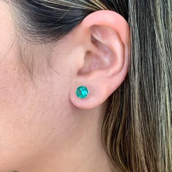 Brinco prata 925 com pedra azul 7 mm  -  BF559 - Foto 2