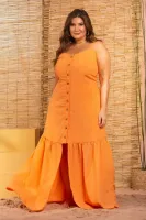 Vestido Longo Maria Francia Laranja - Foto 3