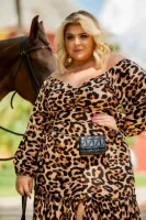 Vestido Longo Manga Longa Maria Francia Onça - Foto 3