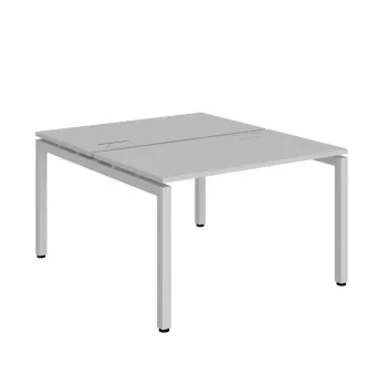 Estação de Trabalho Mesa Plataforma 1200 Para 2 Lugares Pé Metal Trave e Caixas Para Tomadas L Smart