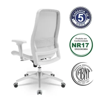  Cadeira Multiregulável NR17 Titan Branca Encosto Regulável Telado com Mecanismo Sincronizado Base Cromada e Braço Regulável - Foto 2