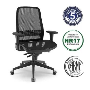  Cadeira Multiregulável NR17 Titan Assento e Encosto Telado Mecanismo Sincronizado com Braços Reguláveis 3D - Foto 2
