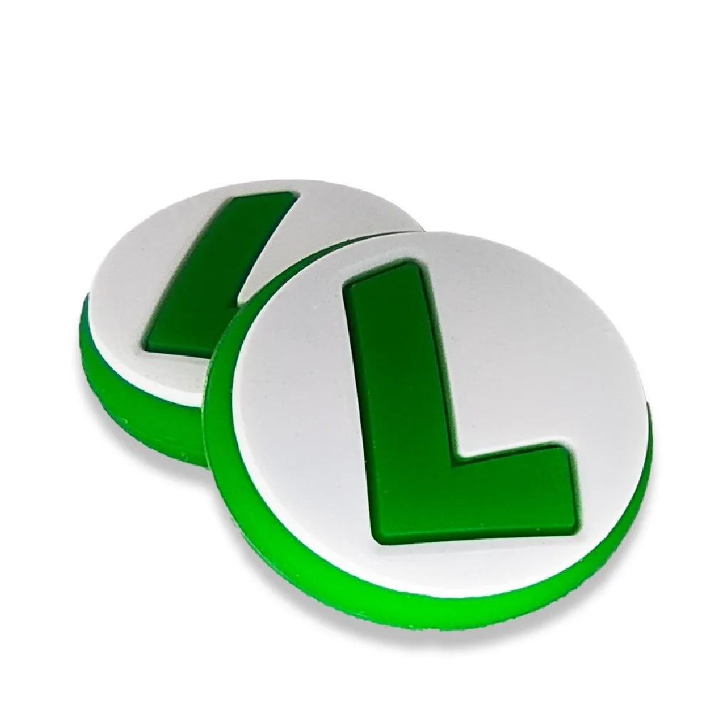 Kit 2  Borrachinhas Grip  Analógico Silicone Joycon - Luigi Letra "L"