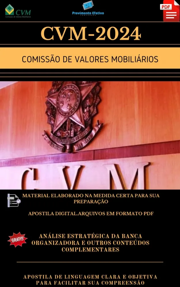 Apostila CVM 2024 Inspetor CVM Perfil 1 Mercado de Capitais