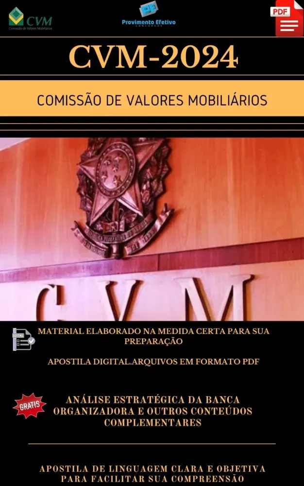 Apostila CVM 2024 Inspetor CVM Perfil 3 Contabilidade e Auditoria Imagem
