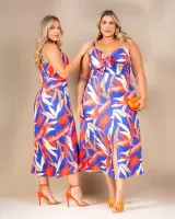 Vestido Midi Diva's Voga Estampado Azul - Foto 7