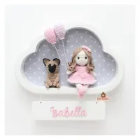 Boneca Cabelo Ondulado - com Pet - 2 Balões - Nuvem M Branca - Porta Maternidade