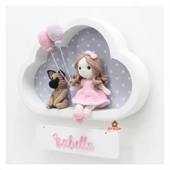 Boneca Cabelo Ondulado - com Pet - 2 Balões - Nuvem M Branca - Porta Maternidade - Foto 2