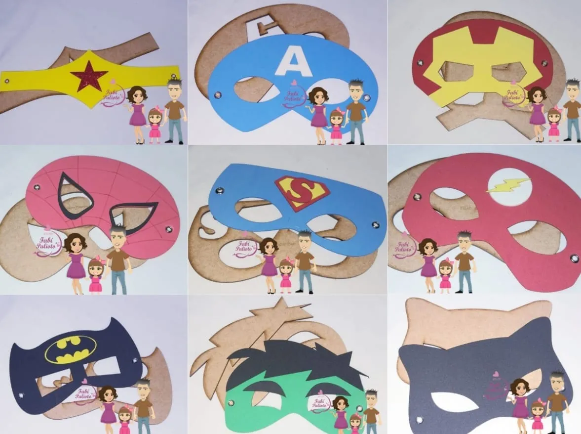 KIT07  Gabarito de Moldes em MDF  Coleção Máscaras Super Heróis 