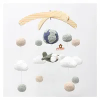 Móbile Avião  - Planeta Terra + Nuvens + Bolinhas