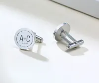 Abotoadura Masculina Prata  Redonda Premium com Prendedor de Gravata Slim | Aço Inox - Foto 2