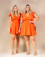 Vestido Macaquinho Curto Airflow Diva's Voga Laranja - Foto 3