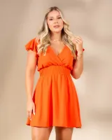 Vestido Macaquinho Curto Airflow Diva's Voga Laranja - Foto 6