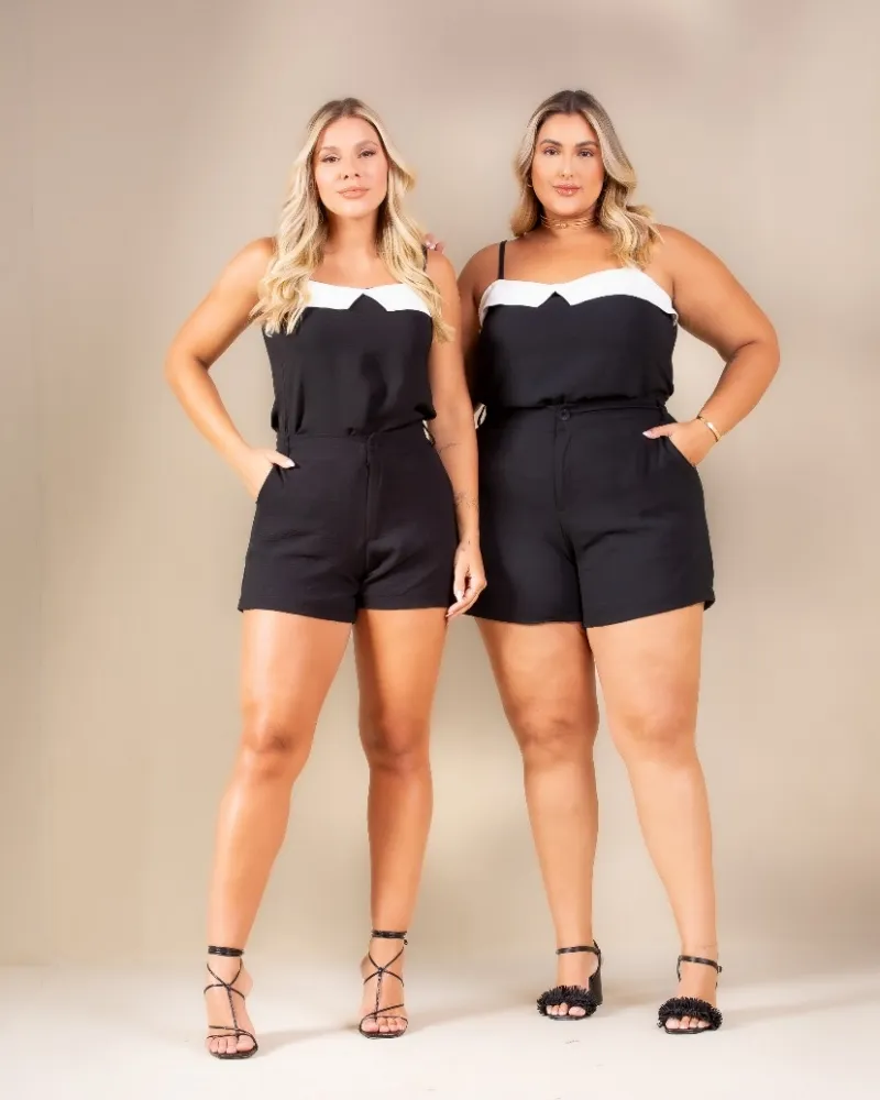 Conjunto Curto Blusa Shorts Airflow Diva's Voga Preto Imagem