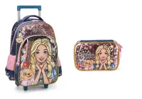 Kit Mochila e estojo Barbie Azul 2024