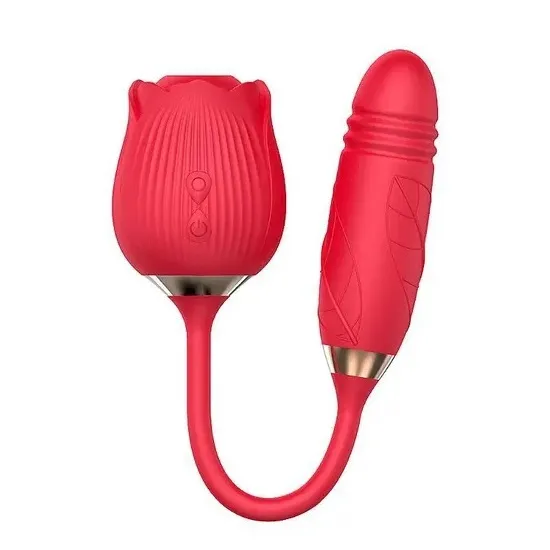 Vibrador Formato de Rosa com Pulsação e Ponto-G Vai e Vem USB - ML-M013