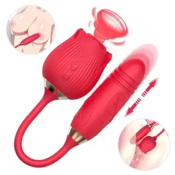 Vibrador Formato de Rosa com Pulsação e Ponto-G Vai e Vem USB - ML-M013 - Foto 2