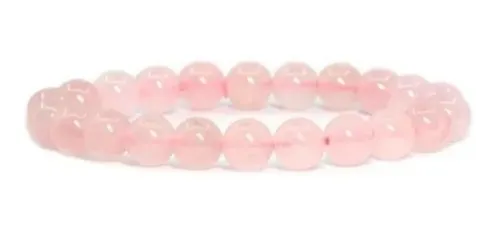 Pulseira Em Pedra Natural Quartzo Rosa 10mm Personalizável Imagem