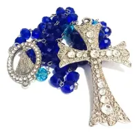 Terço De Noiva Cristais 10mm Azul - Nossa Senhora Aparecida  - Foto 4