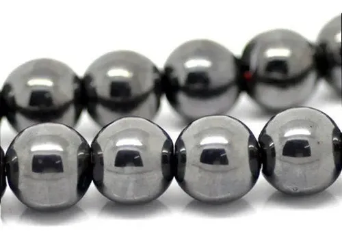 Fio Pedra Hematitas 8mm  Para Pulseira Terço Japamala Guias