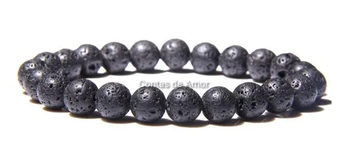 Pulseira De Pedra Vulcânica  8mm -= Difusora De Aromas Imagem