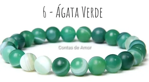Pulseira Pedra Natural Ágata Verde  8mm 