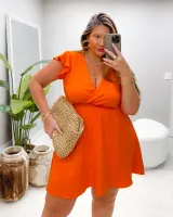 Vestido Macaquinho Curto Airflow Diva's Voga Laranja - Foto 12