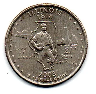 Estados Unidos - 2003D - 25 Cents - Illinois- State Quarter Dollar - MBC